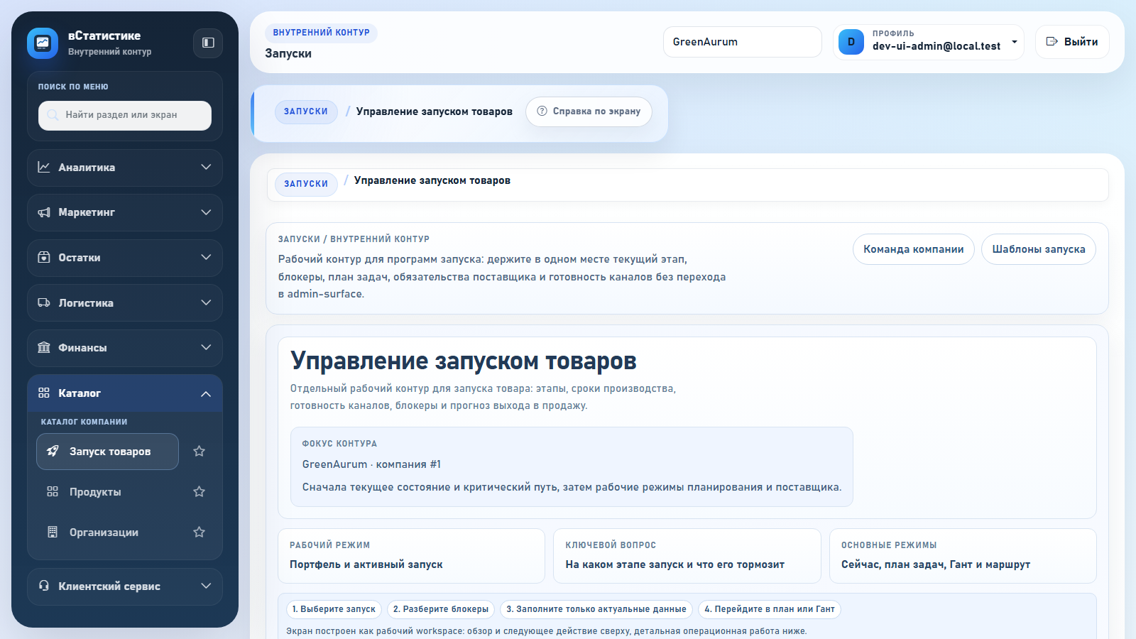 Управление запуском товаров в вСтатистике